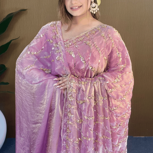 Lavender Mauve Saree - Beads Work