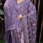Lavender Fandy Silk Saree - Stone Work