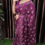 Wine Plum Fandy Silk Saree - Stone Work