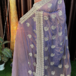 Misty Pink Mos Silk Saree