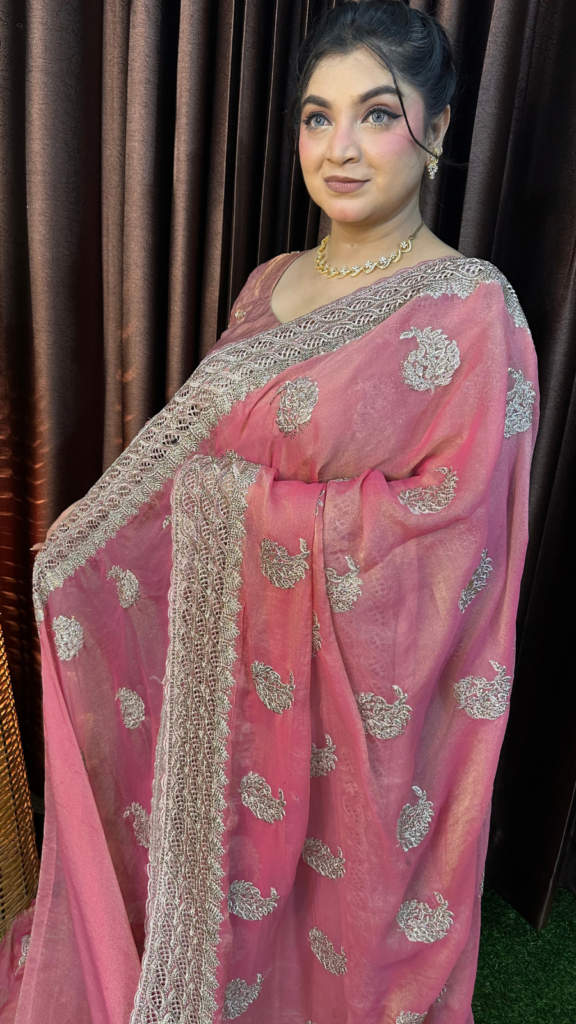 Light Misty Moss Silk Saree
