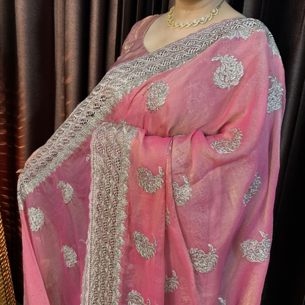 Light Misty Moss Silk Saree
